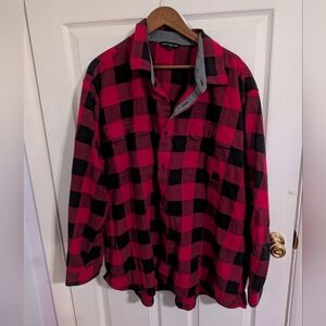 Linus Tech Tops Mens Shirt Red Black Check Long Sleeve Cotton Button Size 3XL